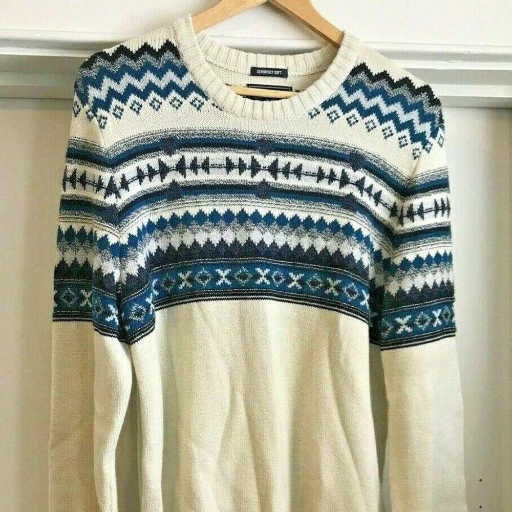 Men's Large American Eagle Sweater Fair Isle